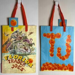 Trader Joe’s Florida Sunshine State Citrus Orange Tote Bag Reusable Shopper NWT!
